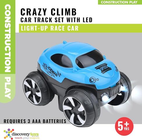 Discovery Toys – Crazy Climb Track | Car Track Set with LED Light-Up Race Car | Interchangeable Car Shells | Multicolor Flexible Changeable Tack | Custom Racetrack Toy | 5+ yrs in Saudi Arabia