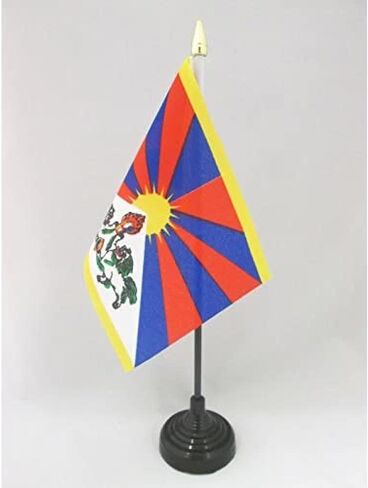 Qatar Table Flag 4'' x 6'' - Qatari Desk Flag 15 x 10 cm - golden spear top - AZ FLAG in Kuwait