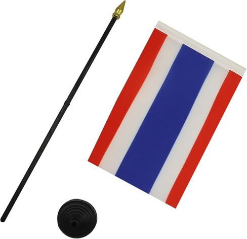 Qatar Table Flag 4'' x 6'' - Qatari Desk Flag 15 x 10 cm - golden spear top - AZ FLAG in Kuwait