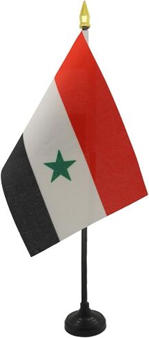 Qatar Table Flag 4'' x 6'' - Qatari Desk Flag 15 x 10 cm - golden spear top - AZ FLAG in Kuwait