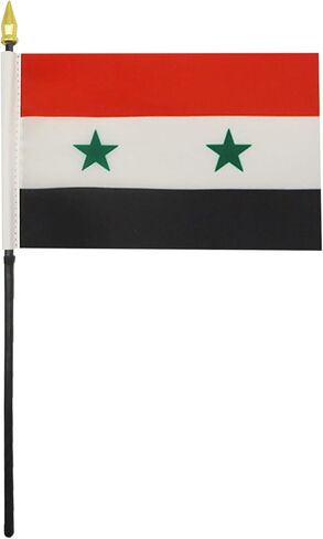 Qatar Table Flag 4'' x 6'' - Qatari Desk Flag 15 x 10 cm - golden spear top - AZ FLAG in Kuwait