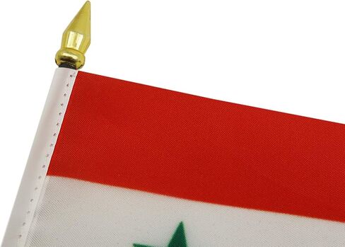 Qatar Table Flag 4'' x 6'' - Qatari Desk Flag 15 x 10 cm - golden spear top - AZ FLAG in Kuwait