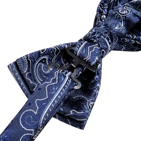 Hi-Tie Pre-Tied Bowties for Men Silk Bow Ties and Pocket Square Cufflinks Set Mens Wedding Party Formal in Kuwait