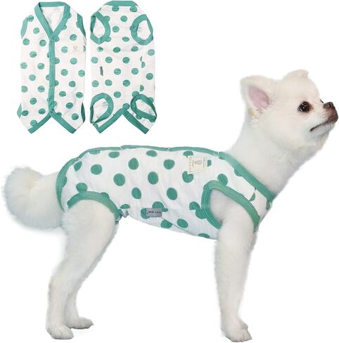 TONY HOBY Summer Dog Pajamas, Dog Sleeveless, Soft Breathable Dog Jumpsuit with Polka Dots (Black, M) in Kuwait