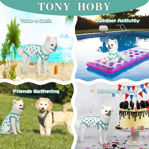 TONY HOBY Summer Dog Pajamas, Dog Sleeveless, Soft Breathable Dog Jumpsuit with Polka Dots (Black, M) in Kuwait