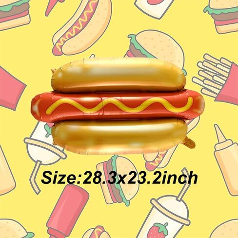 6PCS Hot Dog Balloon Food Themed Balloons, Hot Dog Decorations Balloons for Birthday, Baby Shower, Carnival, Fast Food Snacks BBQ Party Decorations in Saudi Arabia