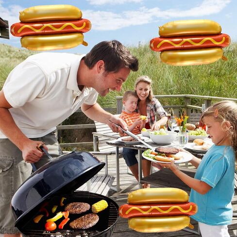 6PCS Hot Dog Balloon Food Themed Balloons, Hot Dog Decorations Balloons for Birthday, Baby Shower, Carnival, Fast Food Snacks BBQ Party Decorations in Saudi Arabia