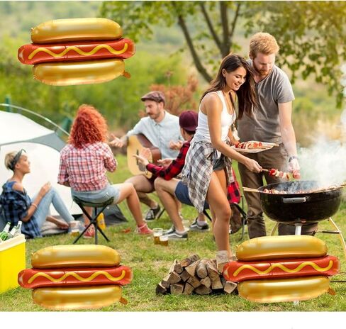 6PCS Hot Dog Balloon Food Themed Balloons, Hot Dog Decorations Balloons for Birthday, Baby Shower, Carnival, Fast Food Snacks BBQ Party Decorations in Saudi Arabia