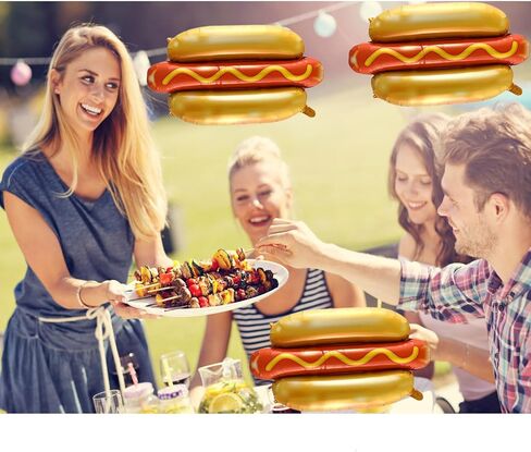 6PCS Hot Dog Balloon Food Themed Balloons, Hot Dog Decorations Balloons for Birthday, Baby Shower, Carnival, Fast Food Snacks BBQ Party Decorations in Saudi Arabia