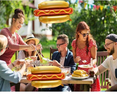 6PCS Hot Dog Balloon Food Themed Balloons, Hot Dog Decorations Balloons for Birthday, Baby Shower, Carnival, Fast Food Snacks BBQ Party Decorations in Saudi Arabia