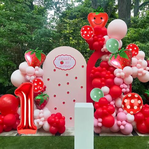 Strawberry Birthday Party Balloons,40Inch Number 1 Balloon Pink for Berry 1st Birthday Decorations,Strawberry First Birthday for Girl Sweet Fruit for Baby Shower Gender Reveal Birthday Party Decor in Kuwait