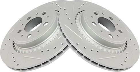 TRQ Front Performance Brake Rotor Drilled Slotted LH Driver Side or RH Passenger Side Pair Set for 2015-2017 200/2016-2018 500X / 2018 Compass / 2013-2016 Dart / 2015-2018 Renegade in Saudi Arabia
