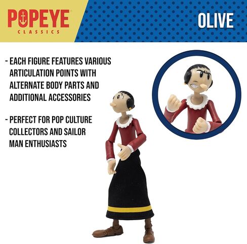 Boss Fight Studio Olive Oyl Popeye Classics Figure 1 Action Figure - تمثال مفصلي للغاية مع الملحقات بما في ذلك البازلاء Swee '، وتنورة النسيج ، والرؤوس البديلة واليد ، والقبعة القابلة للإزالة - 1:12 in Kuwait