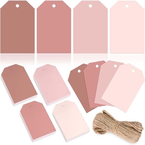 Whaline 120pcs علامات الهدايا الوردي المتربة التدرج الملصقات الوردية معلقة مع حبل القنب الجزء الأكبر 4 ألوان العلامات الورقية الفارغة لعيد ميلاد العطلة استحمام الطفل اللوازم الفنية. in Saudi Arabia