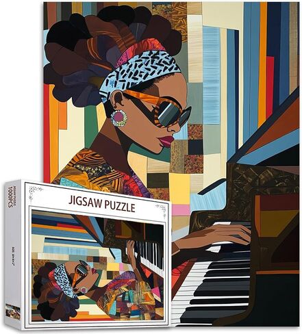 1000 Piece Jigsaw Puzzles for Adults America African Queen Painting Jigsaw Puzzle Afro Black Girl 1000 Pieces Puzzles Game Giraffe and Lion Decor DIY Craft Bedroom Decor Animal Puzzle Art(Colorful) in Kuwait
