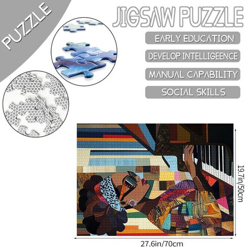1000 Piece Jigsaw Puzzles for Adults America African Queen Painting Jigsaw Puzzle Afro Black Girl 1000 Pieces Puzzles Game Giraffe and Lion Decor DIY Craft Bedroom Decor Animal Puzzle Art(Colorful) in Kuwait