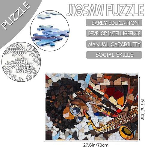 1000 Piece Jigsaw Puzzles for Adults America African Queen Painting Jigsaw Puzzle Afro Black Girl 1000 Pieces Puzzles Game Giraffe and Lion Decor DIY Craft Bedroom Decor Animal Puzzle Art(Colorful) in Kuwait
