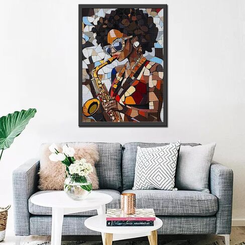 1000 Piece Jigsaw Puzzles for Adults America African Queen Painting Jigsaw Puzzle Afro Black Girl 1000 Pieces Puzzles Game Giraffe and Lion Decor DIY Craft Bedroom Decor Animal Puzzle Art(Colorful) in Kuwait