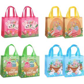 8 Pcs Easter Bags With Handles,Easter Gift Bags Medium Size(4Color-Medium)