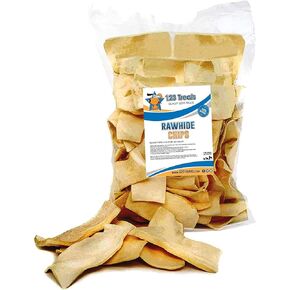 Natural Rawhide Chips for Dogs - Smoked Flavor (2 Pounds) Beef Raw Hide Dog Chips, Long-Lasting Dog Chews, Helps to Promote Dental Health | Rawhide Chews for Medium to Large Dogs