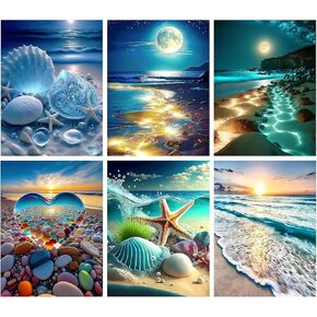 LEVOBDLLXS Diamond Painting Kits for Adults Multipack Landscape Moon Diamond Art Kits for Beginners Fun Dotted Diamonds Pictures Art Set DIY 5D Bulk Packs