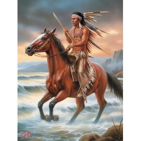 Reofrey DIY Diamond Art Painting Kits for Adults Horse, Diamond Art Indians Full Drill Round Rhinestone, Cross Stitch Embroidery Canvas for Crafts Decor (30x40 cm/ 12x16 inch)