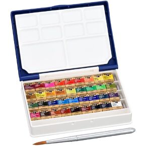 Holbein Artist's Watercolors Set of 36 Half-Pans with Brush (Palm Box Plus) PN698