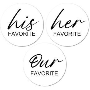 126 His Her Our Favorite Stickers (42 Each) 1 Inch Big Round Glossy Labels, Wedding, Bridal Shower Favor Labels, Great for Gift Bags, Envelope Seal, Boxes, Tags, Bride and Groom Supplies. Made in USA