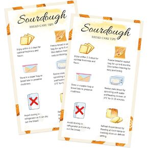 100 Pack Bread Care Instruction Cards 2x3.5 Inch-Storage Bakery Starter Client Packaging Cards Dessert Cake Baking Supplies