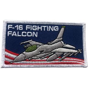 United States Air Force USAF F-16 Fighting Falcon Embroidered Patch, with Iron-On Adhesive (Rectangle)