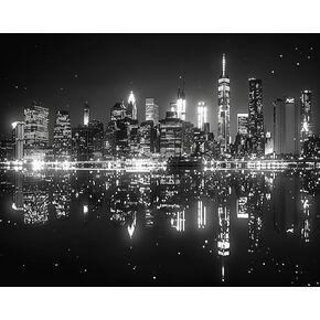 Black and White Photography of New York City Skyline 5D DIY Diamond Paint Kits for Adults Easy for Beginner Round Full Drill Diamond Art Painting Gems Mosaic Craft for Home Decor 12x16inch(3)