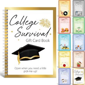 Graduation Gift Card Book 7 x 5 Inch College Survival Gift Card Book Congrats Grad College Survival Album Keeper for Graduation Leaving Home Season Reminders Greeting(Grad)