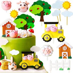 JeVenis Little Farm Animal Cake Decoration Sheep Cake Topper Farm Animal Birthday Cake Topper Cow Cake Decoration Pig Cake Topper for Farm Animal Baby Shower Birthday Party Decorations