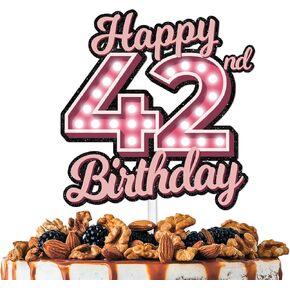 Pink Glitter Happy Birthday 39th Cake Topper Let’s Glow Crazy Party Theme Decoration Supplies Men Women Happy Birthday 39 Anniversary Party Decor Supplies