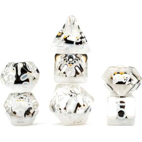 مجموعة DND DND Resin 16mm راتنج Poly DND: Penguin Dice ، لعبة لعب الأدوار DICE للأبراج المحصنة والتنين
