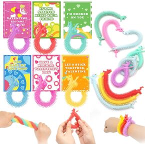 Letapapa 30 Pack Valentines Day Cards for Kids with Unicorn Stretchy Strings Toys for School Classroom Gift Exchange, Sensory Fidget Party Favor Toys for Girls Boys Classroom Prizes