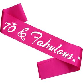 70 & Fabulous Birthday Sash, 70th Birthday Gifts idea for women, Funny 70th Birthday Party Suppiles, Purple+ Silver(70 & Fabulous)