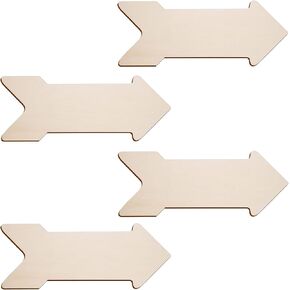 4 PCS Wooden Arrow Signs for DIY Crafts, Large Unfinished Blank Wooden Arrow Plaque for Home Party Office Decoration Ornament,15.7 x 5.9 Inch