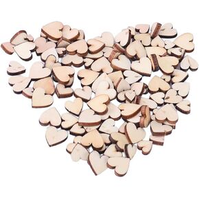 100pcs أحجام مختلفة أحجام خشبية ريفية الحب قلوب على شكل شرائح خشبية على شكل حلقات ديي لحزنة حفل الزفاف