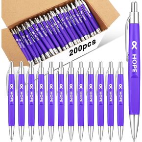 Qilery 200 Pcs Breast Cancer Pens Bulk Pink Ribbon Retractable Ballpoint Pens Breast Cancer Awareness Imprinted HOPE Pen for Charity Run Recognition Public Event Fundraiser (Pink)
