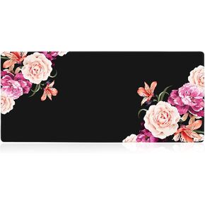 iLeadon Large GamingNon-Slip Rubber Base Computer Premium-Textured & Waterproof Mouse Pad for Desk, 35.1 x 15.75-inch 2.5mm Thick, Peony Flower