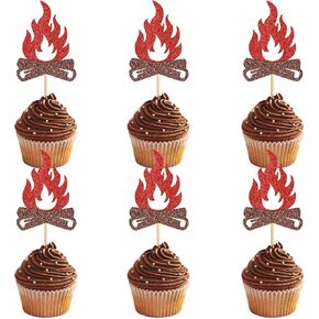 Ercadio 24 Pcs Woodland Party Cupcake Toppers Picks Red Campfire Party Decorations Woodland Animals Cake Woodland Theme Baby Boy Girl Birthday Favors Woodland Party Supplies