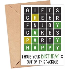 Wordle Birthday Card - I Hope Your Birthday Is Out Of This Wordle Card - Birthday Card Gift For Friends- Coworker- Boss- Family Members - Wordle Lover Card - Happy Birthday Idea Gift - Wordle Card