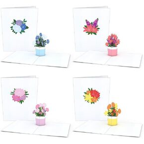 Lovepop Flower Pot Notecard 4-Pack Pop Up Cards, Paper Flower Bouquet Cards, Thank You Cards With Envelopes, Thank You Notes Greeting Cards, 3D Card, Greeting Card, Pop Up Notecard