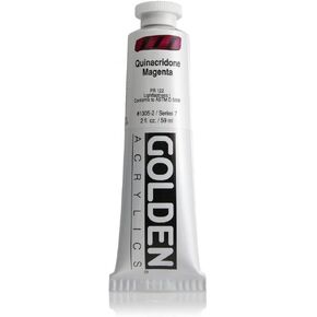 Heavy Body Acrylics by GOLDEN, Quinacridone Magenta, 2 fl. oz. Tube, Professional Acrylic Paint, Transparent