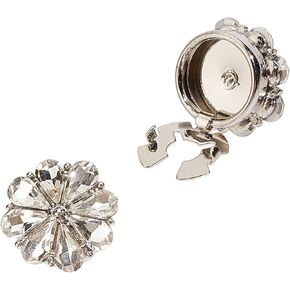 NICENEEDED 2 Pcs Rhinestone Buttons Cover, Flower Sleeve Button Cover No Sew Instant Button Clip, Decarative Button Embellishments for Dress Suit Tux Shirt Tuxedo Accessories