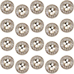 20pcs Metal Golden Buttons, 4 Holes 12MM DIY Fashion Women Rhinestones Clothing Sewing Buttons, Small Gold Metal 4-Hole Sewing Buttons for Clothing, Shirt Cuffs, and Diy Crafts，Perfect for Women