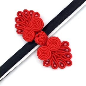 4Pcs Vintage Traditional Chinese Frog Knot Button Closure Buttons Fastener Frog Closure Buckle for DIY Sewing Casual Coats Cheongsam Wear,Red