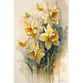 STOJAN Diamond Painting Kits Watercolor Daffodils, Diamond Painting Adults Beginners 5D Full Diamond Digital Painting Art, 8X12Inch for Home Decor Office Decor Or Birthday Gift Giving