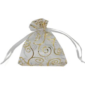 100pcs أكياس organza sherza لحفل الزفاف استحمام راتان حقائب الهدايا طباعة العينات معرض أكياس الرباط (4x6 بوصة ، أبيض)